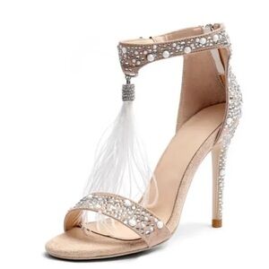 Elegant Embellished Tan Heels